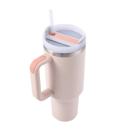 1200ml Insulated Tumbler With Lid and Straws Stainless Steel Coffee Tumbler with Handle Vacuum Leak Proof Coffee Cup