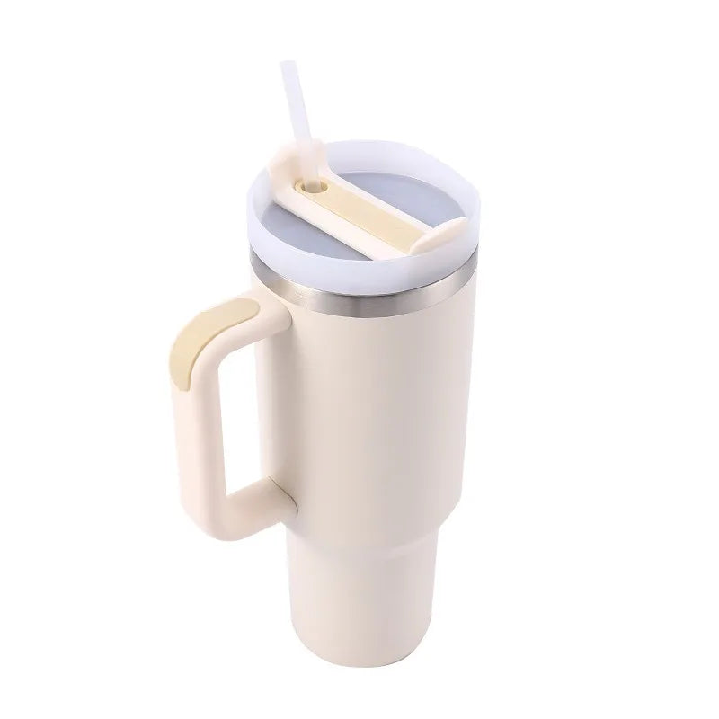 1200ml Insulated Tumbler With Lid and Straws Stainless Steel Coffee Tumbler with Handle Vacuum Leak Proof Coffee Cup
