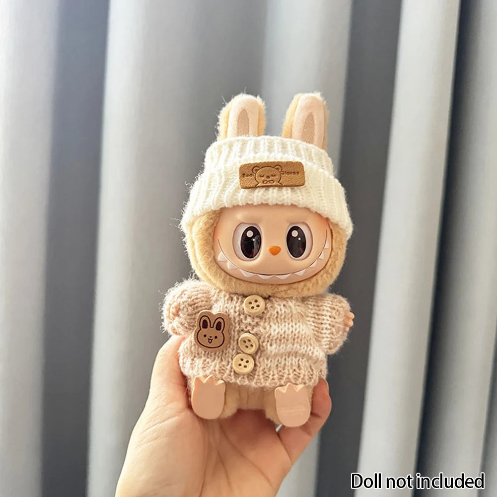 For 15-17cm V1v2 Labubu Clothes Outfit Sitting Clothes Cute Sweater Hat Outfit Accessories Fashion Dolls Accessories No Dolls
