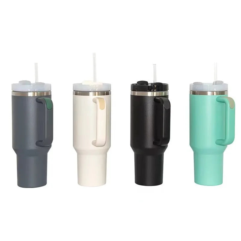 1200ml Insulated Tumbler With Lid and Straws Stainless Steel Coffee Tumbler with Handle Vacuum Leak Proof Coffee Cup